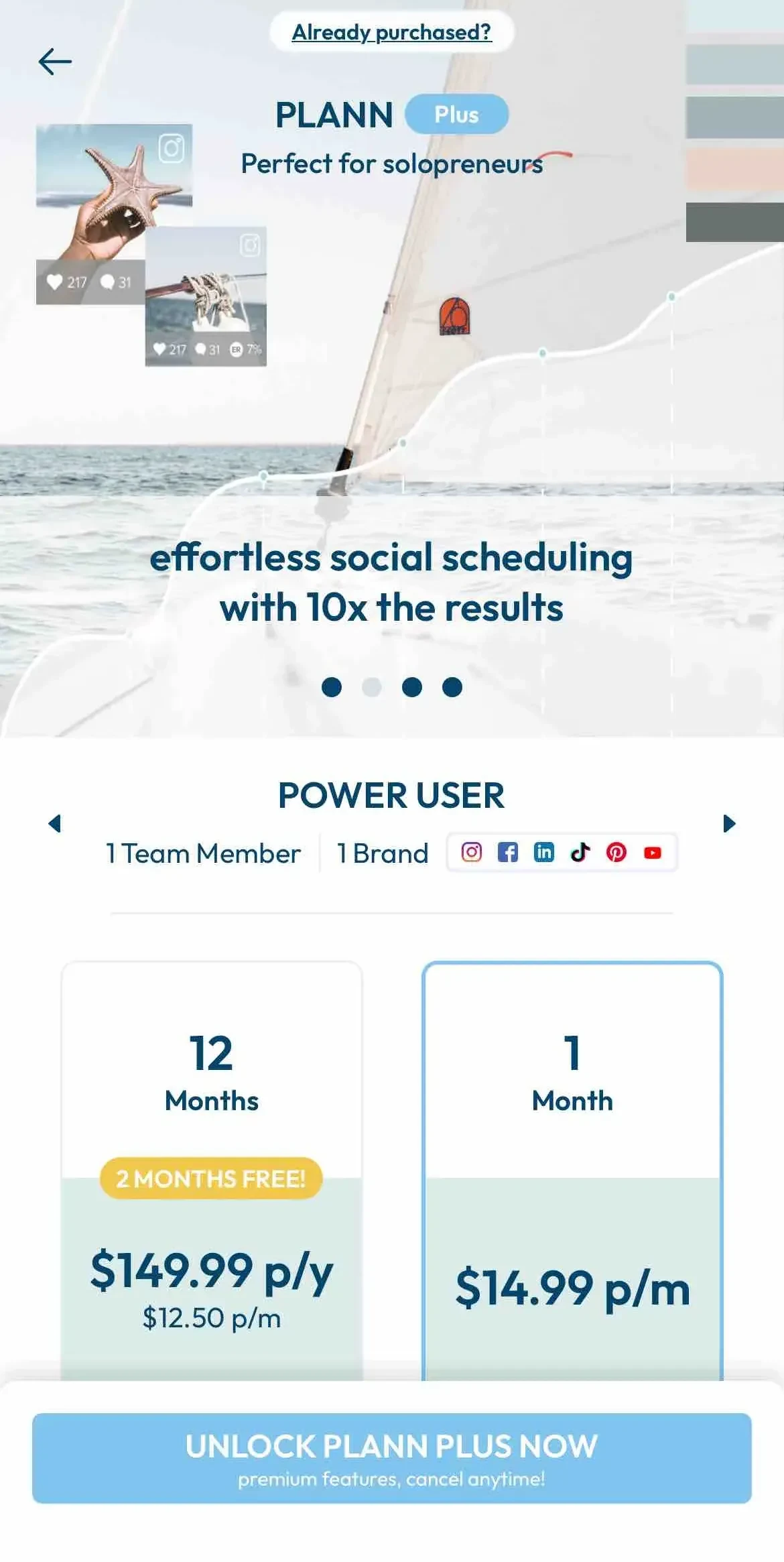 Plann paywall screen