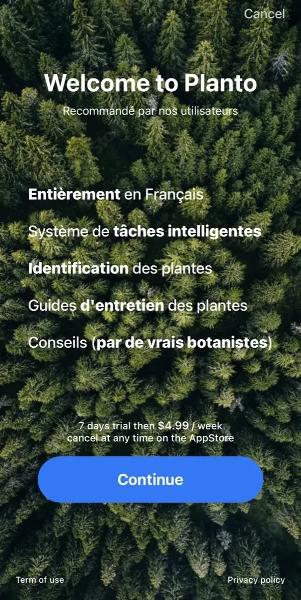 Planto paywall screen