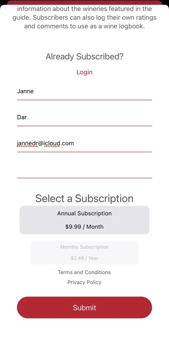Platter's Wine Guide paywall screen