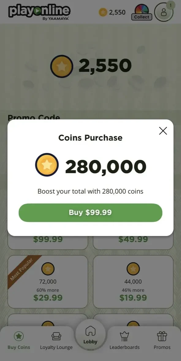Play Online paywall screen