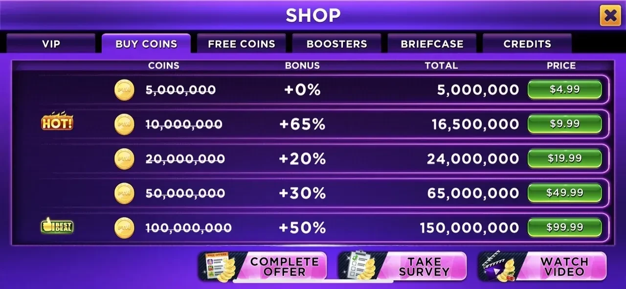Play To Win Casino Slot paywall screen