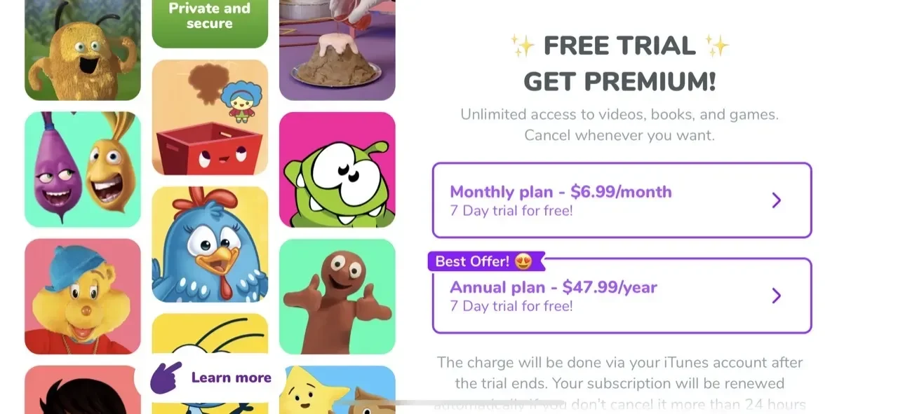PlayKids Stories paywall screen