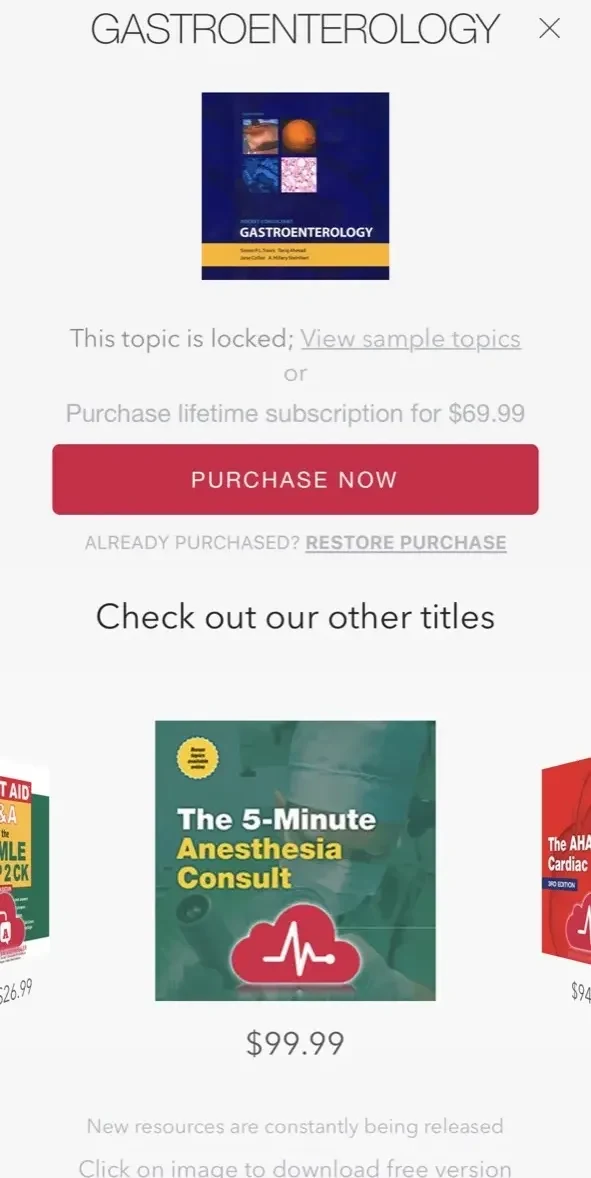 Pocket Consult Gastro Hepatolo paywall screen