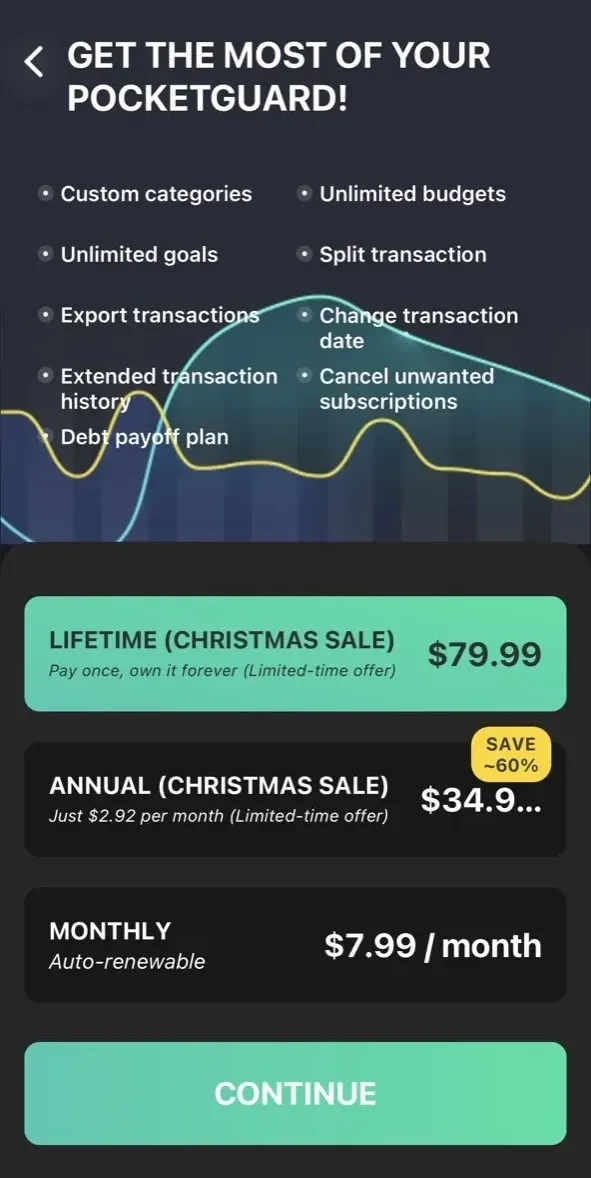 PocketGuard paywall screen