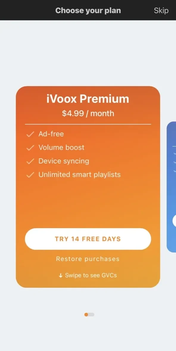 Podcast & Radio paywall screen