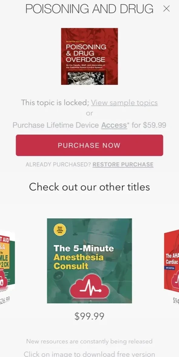 Poisoning paywall screen