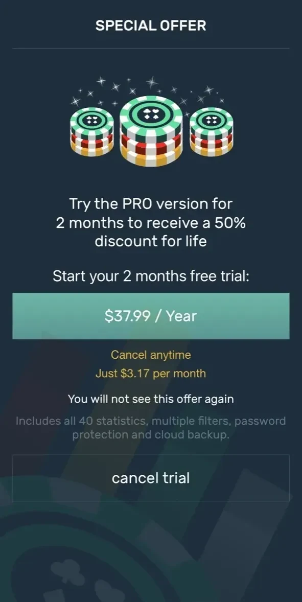 Poker Stack paywall screen