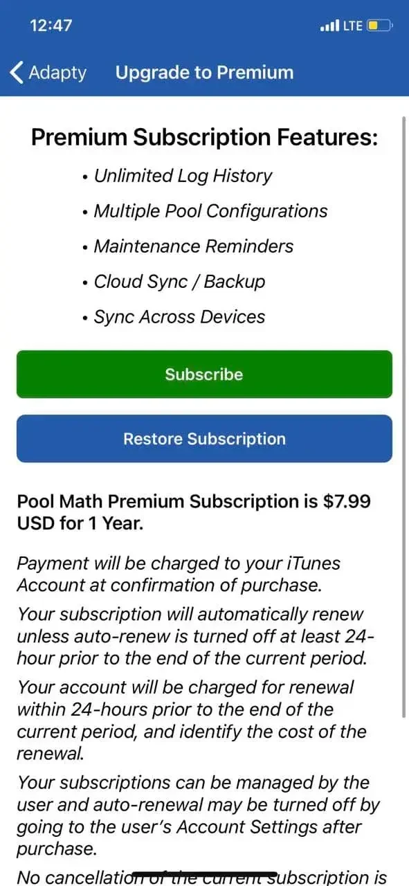 Pool Math paywall screen