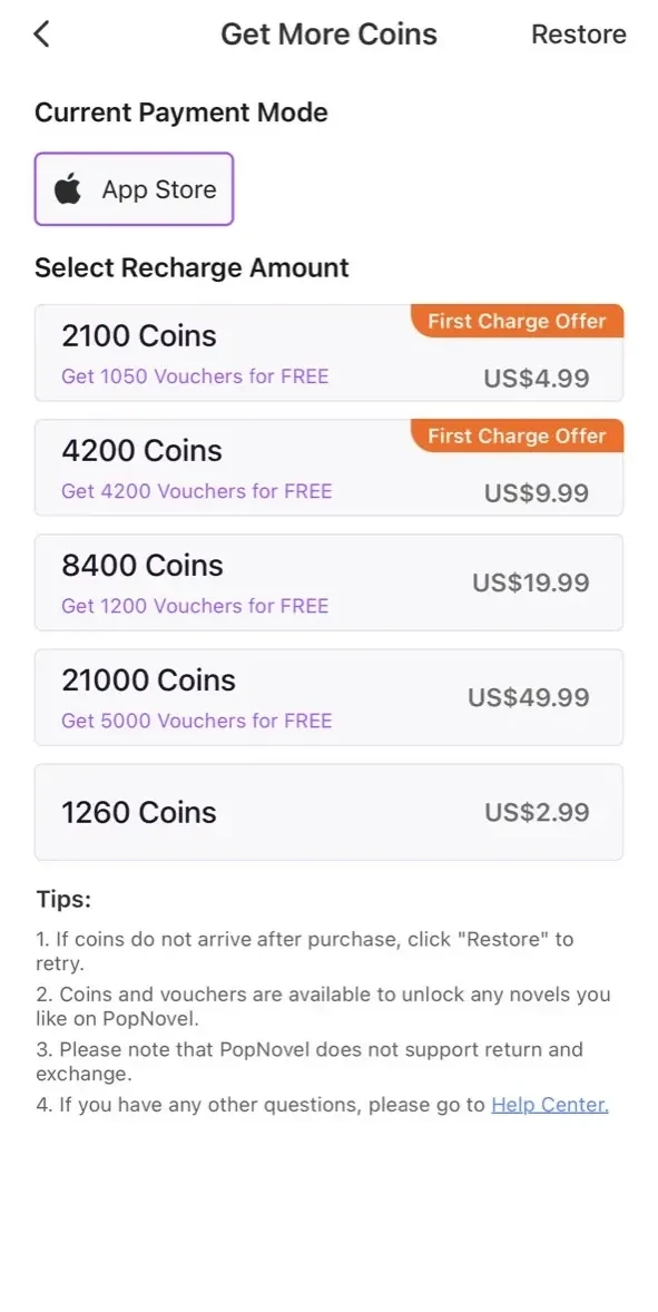 PopNovel paywall screen