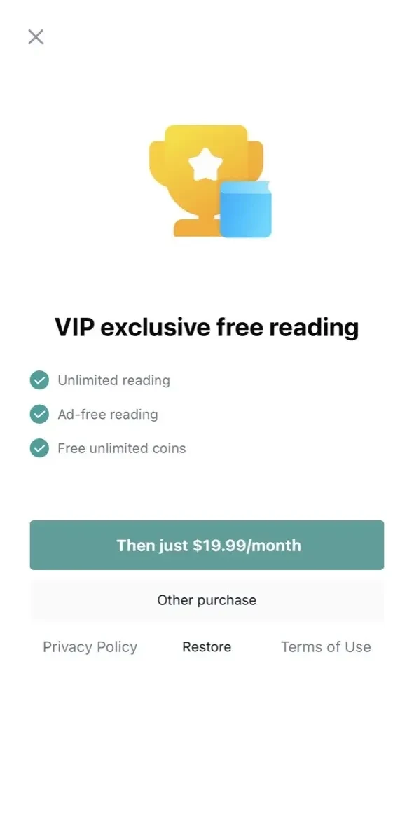 Popular Novel paywall screen