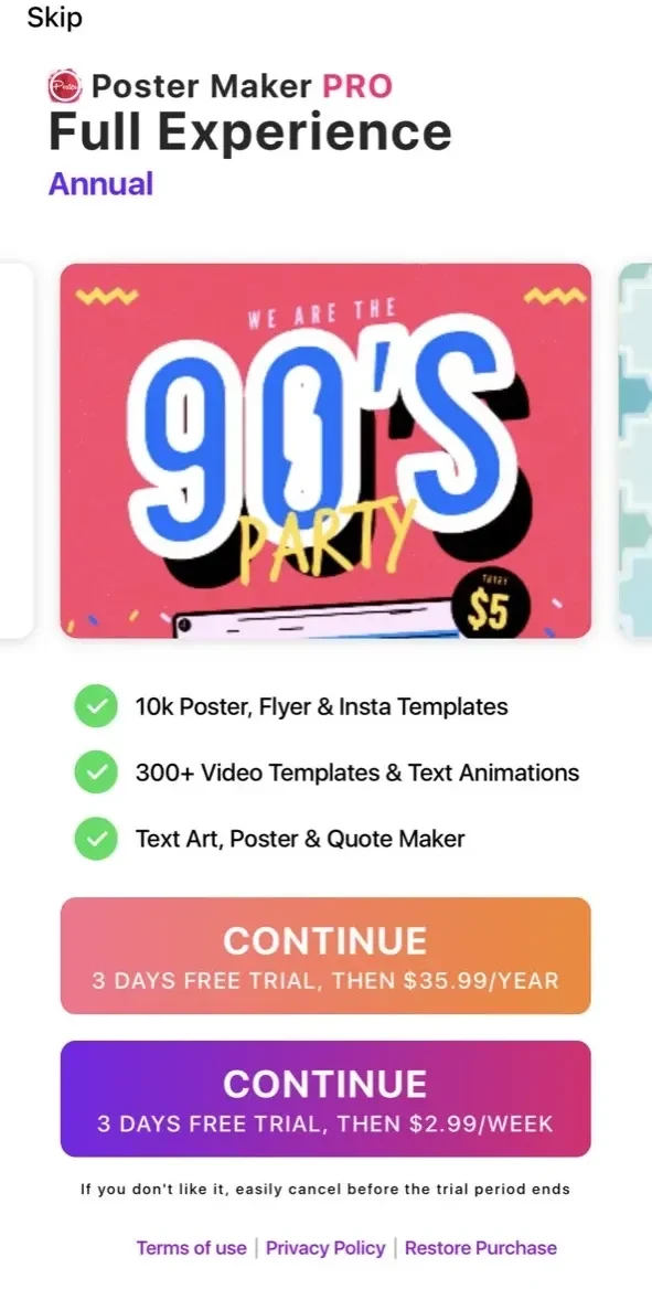 Poster Flyer Maker Logo Design paywall screen