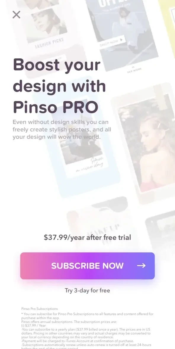 Poster paywall screen