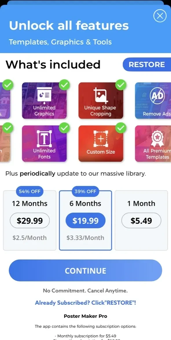 Poster Maker paywall screen