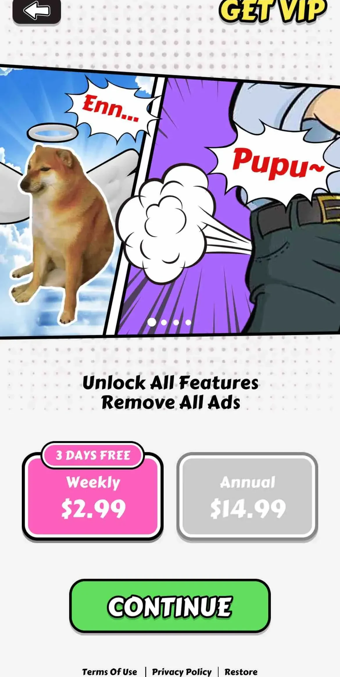 Prank App paywall screen