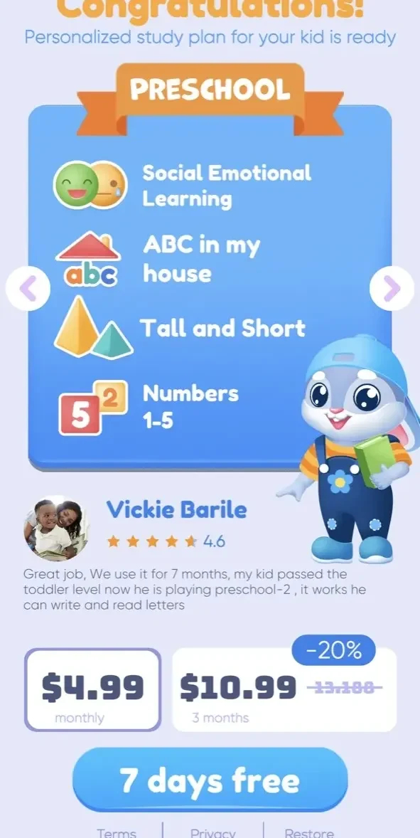 Preschool Games 2 4 Year paywall screen