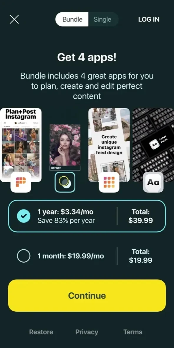 Presets for Lightroom paywall screen