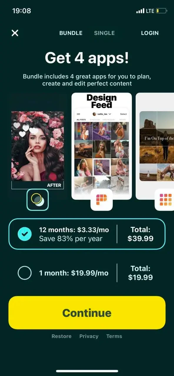 Presets for Lightroom paywall screen
