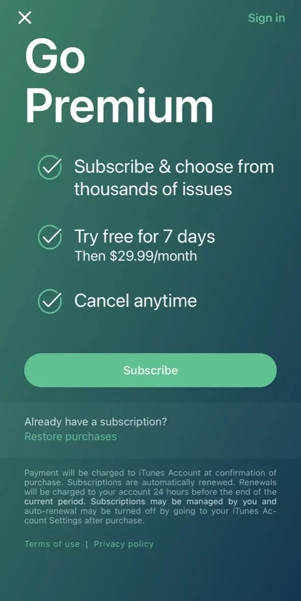 PressReader paywall screen
