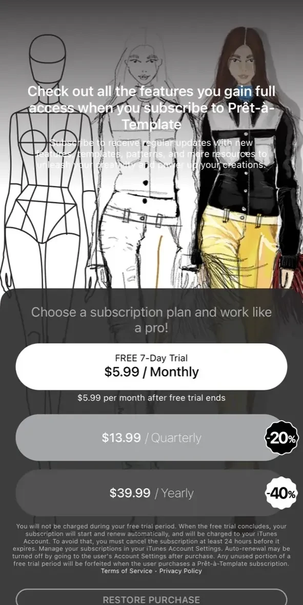 Prêt paywall screen