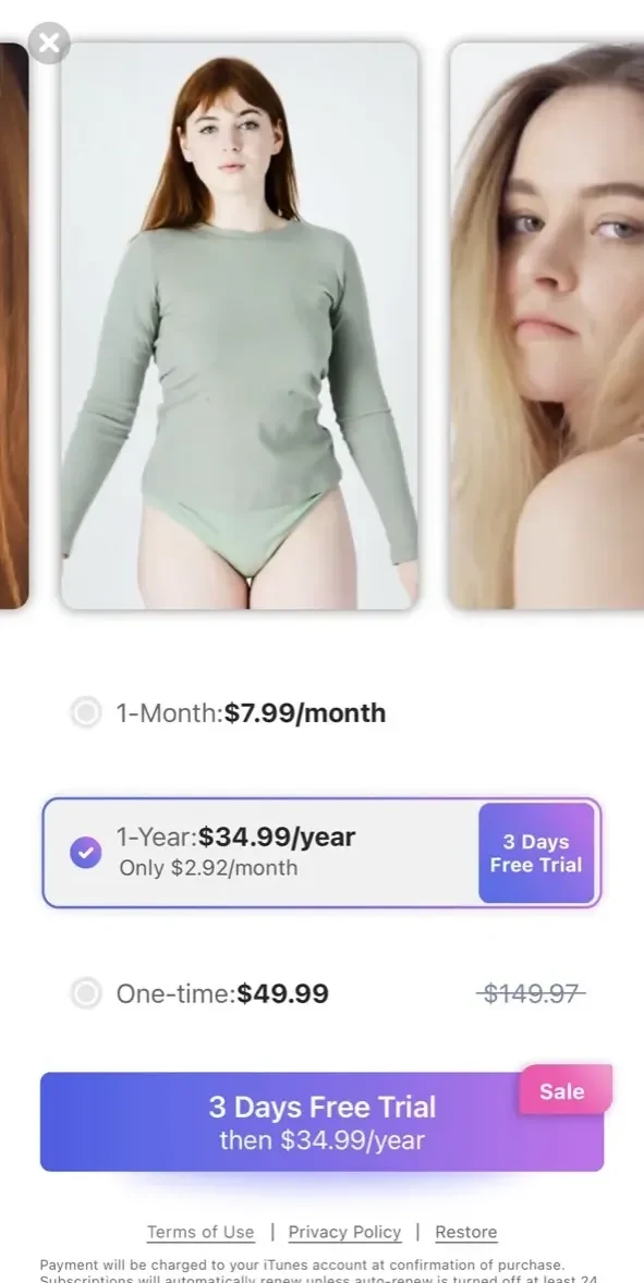 PrettyUp paywall screen