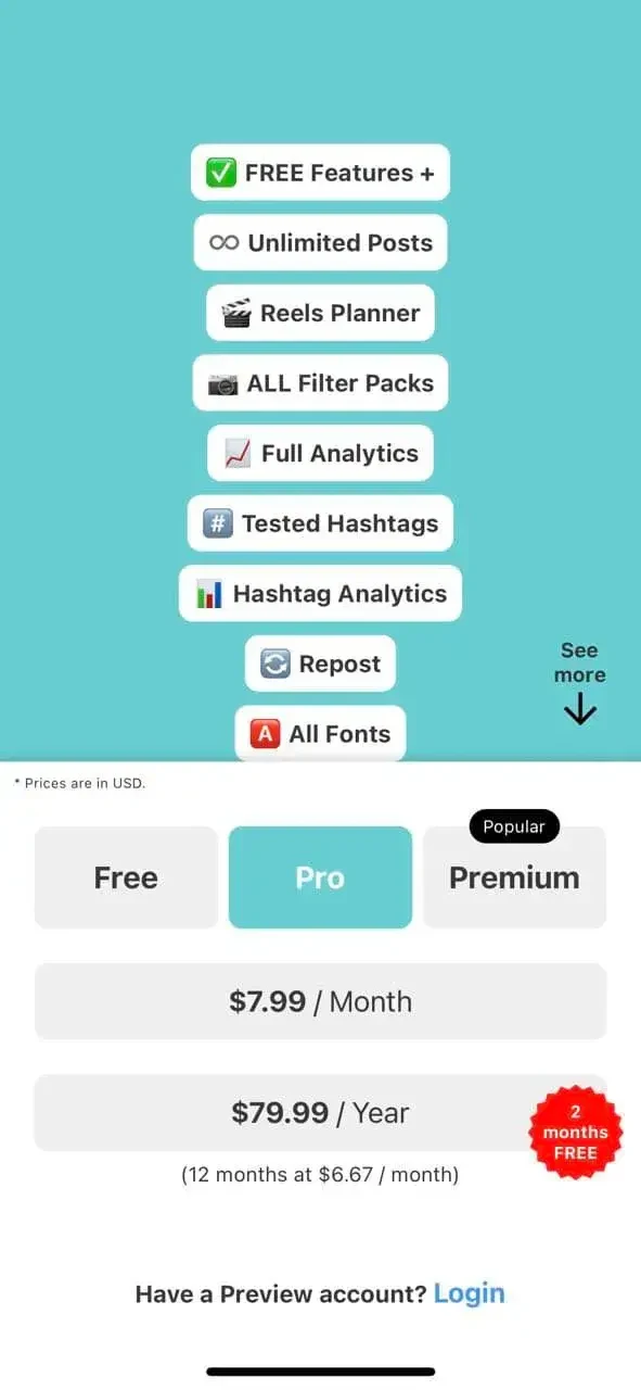 PREVIEW paywall screen