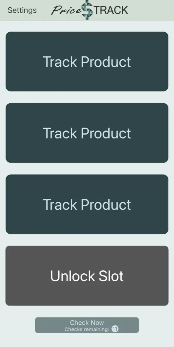 PriceTRACK paywall screen