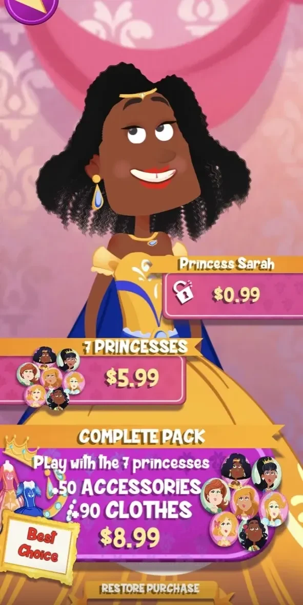 Princess Makeover paywall screen