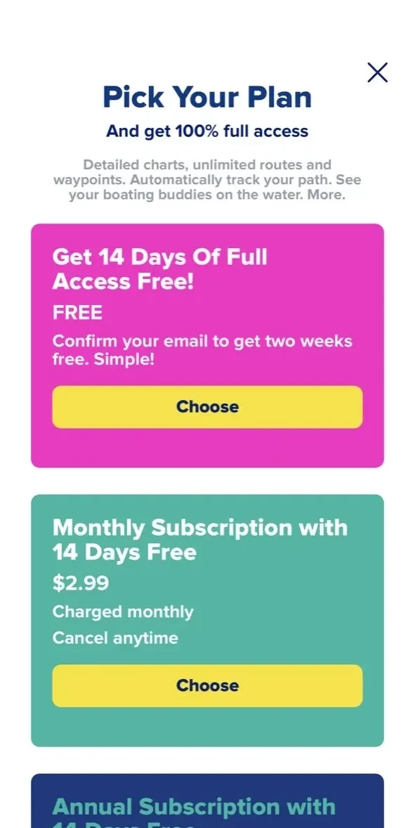 PRO CHARTS paywall screen