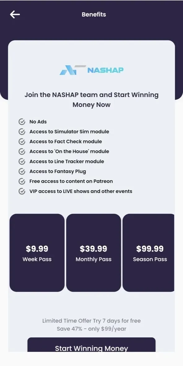 Pro Football Forensics paywall screen