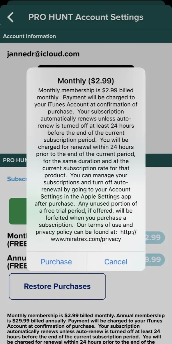 PRO HUNT™ paywall screen