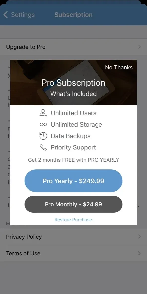 Probuild paywall screen