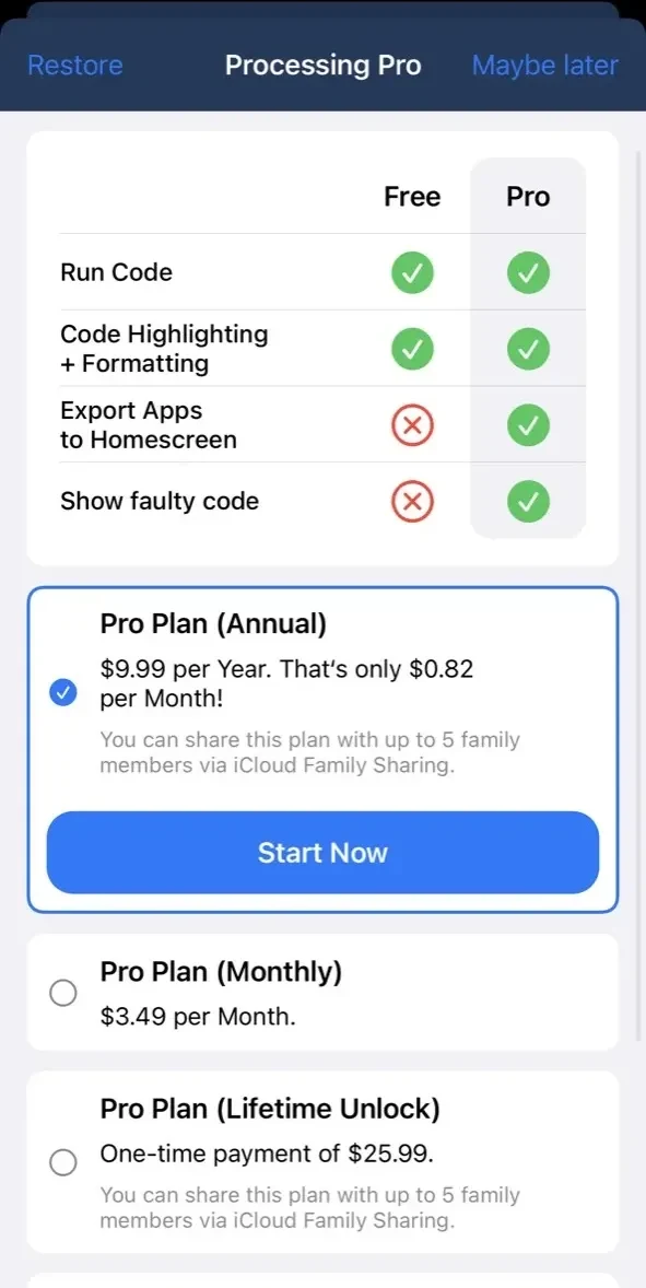 Processing paywall screen