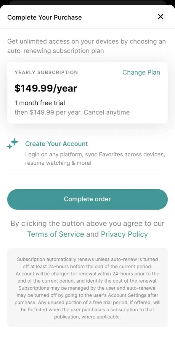 Prodigies paywall screen