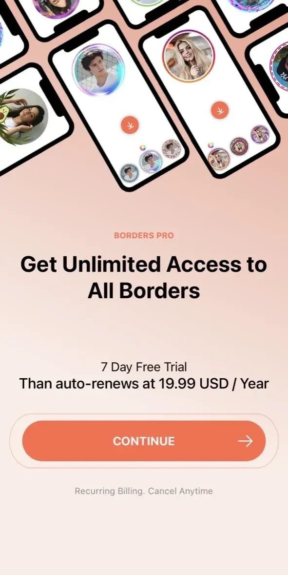Profile Border paywall screen