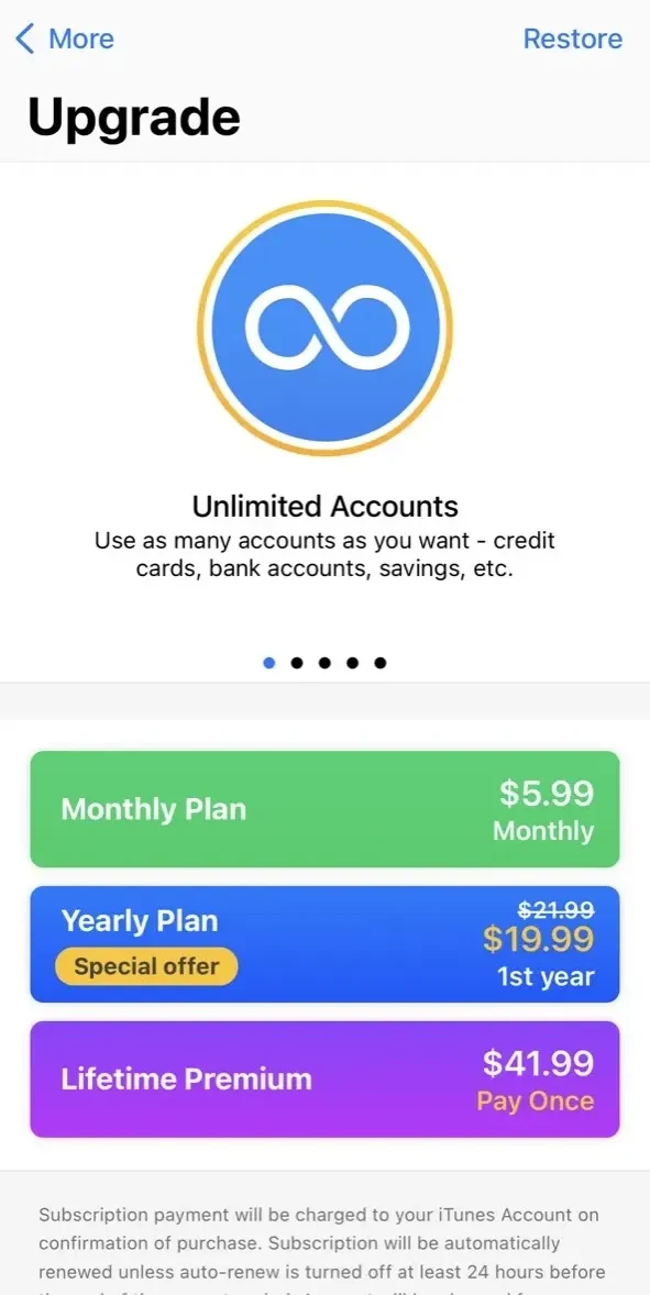 Wallet paywall screen