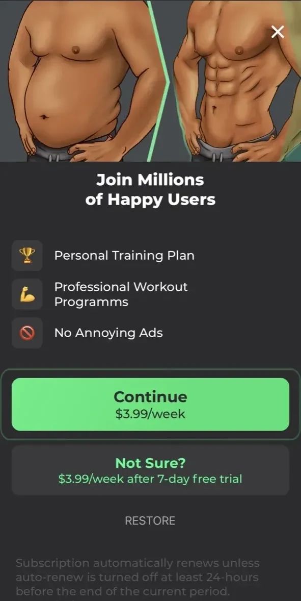 ProFit paywall screen