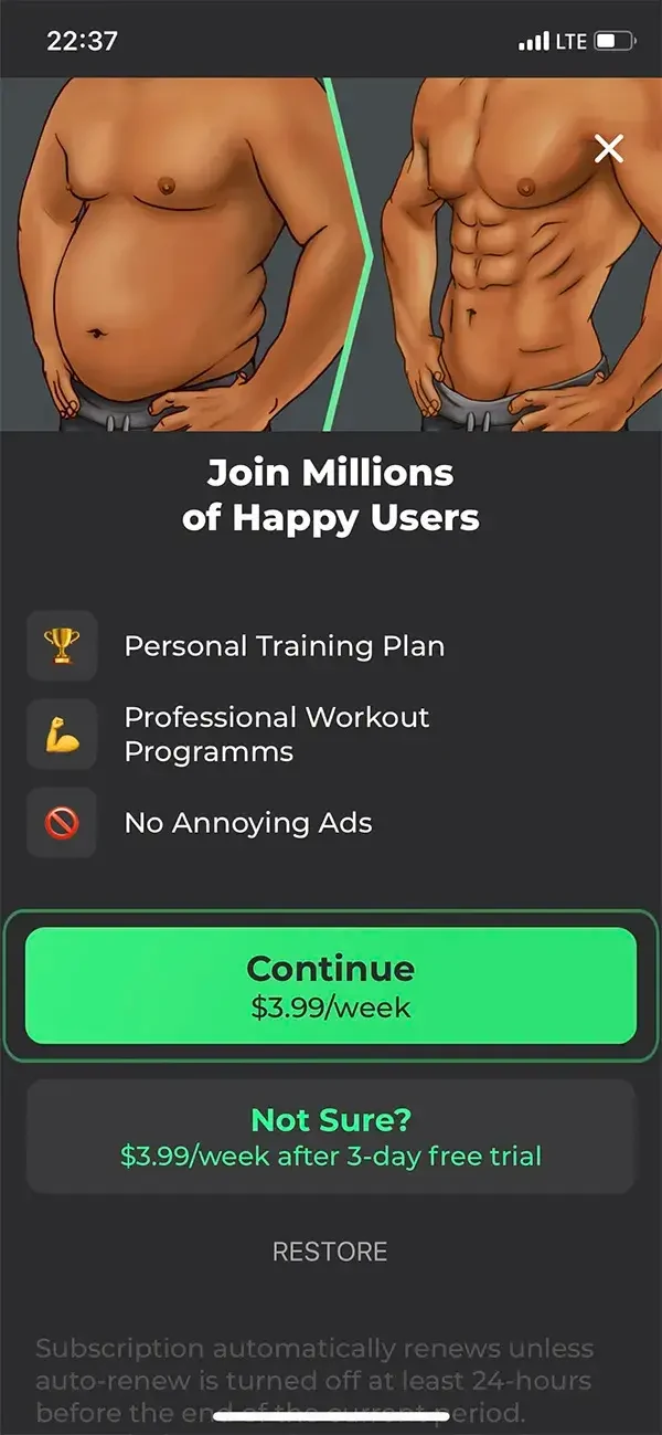ProFit paywall screen