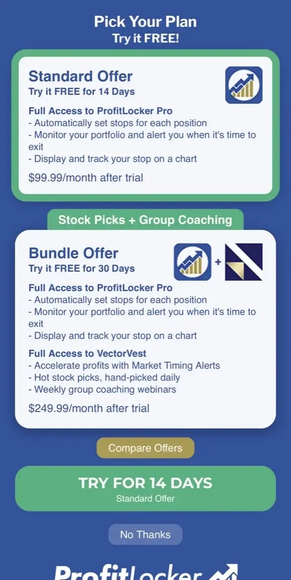 ProfitLocker Pro paywall screen