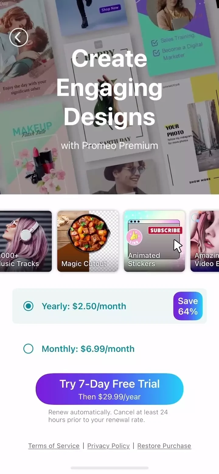 Promeo paywall screen