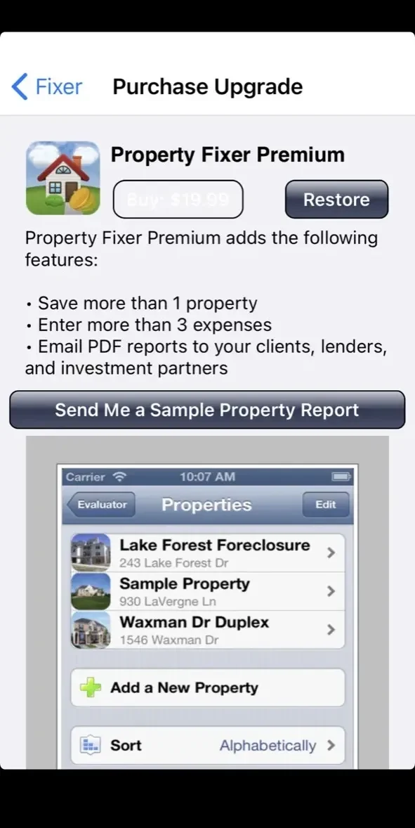 Property Fixer paywall screen