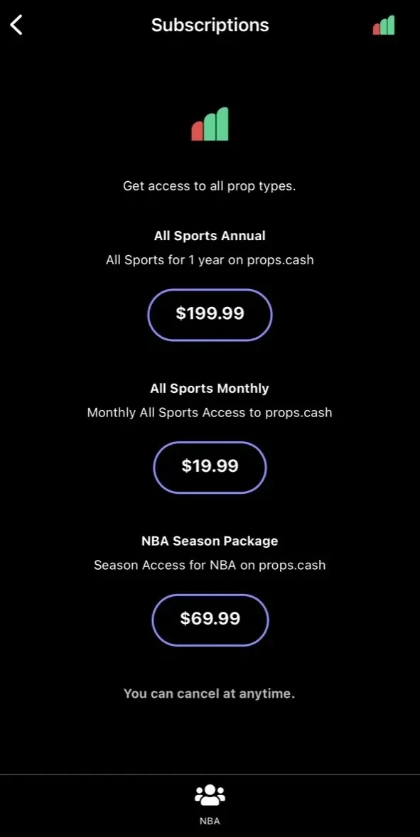 Props.Cash paywall screen
