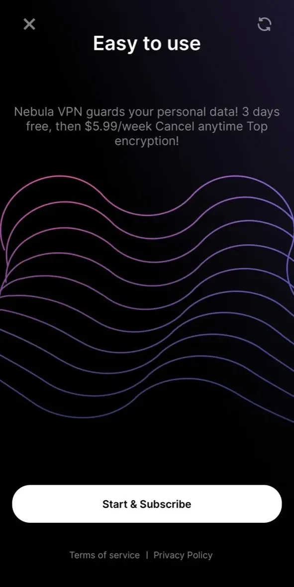 Protect VPN Secure Nebula paywall screen