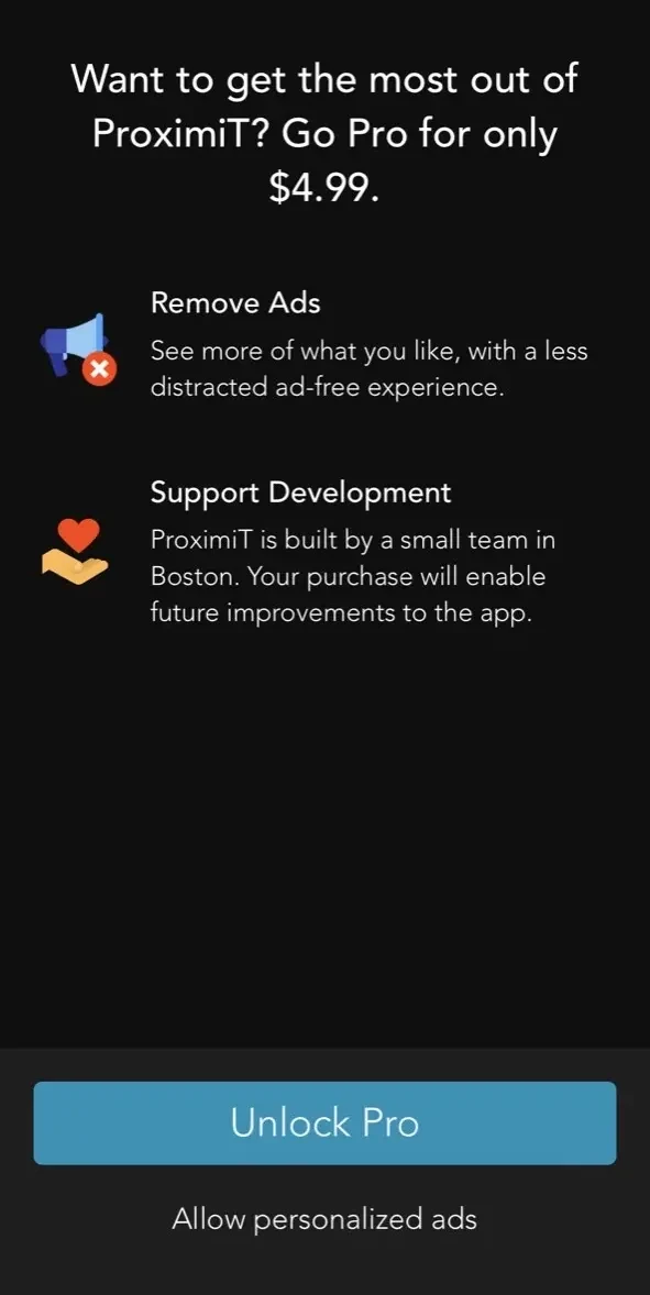 ProximiT paywall screen