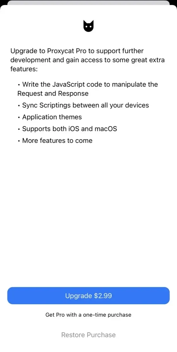 Proxycat paywall screen