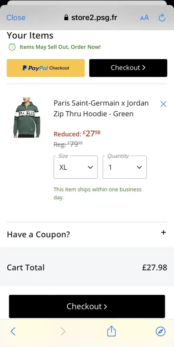 PSG Official paywall screen