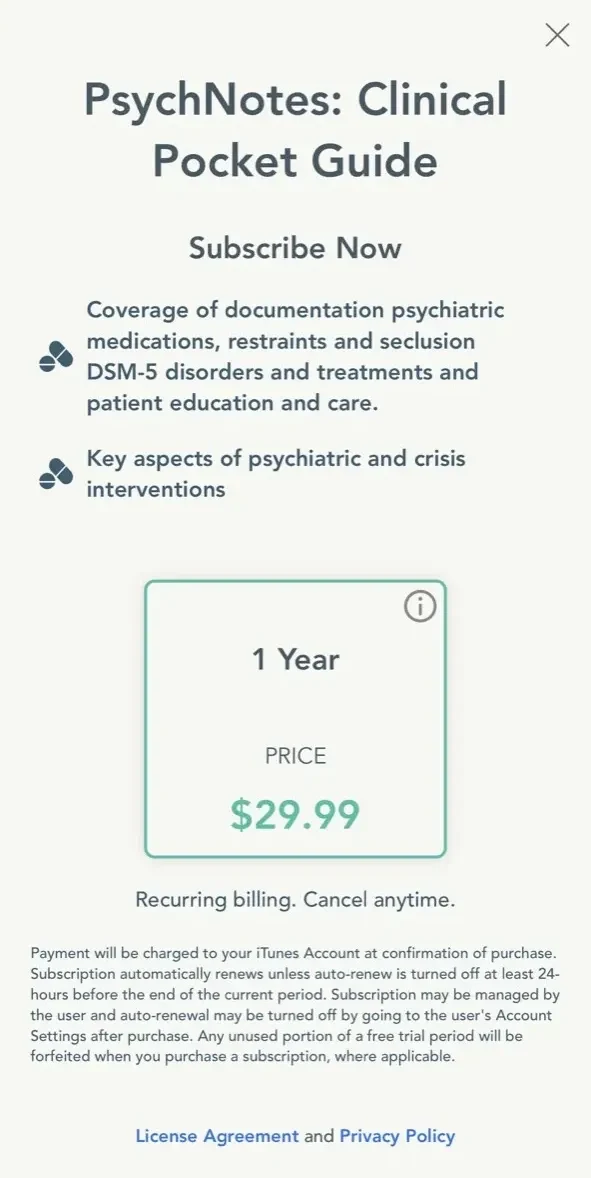 PsychNotes paywall screen