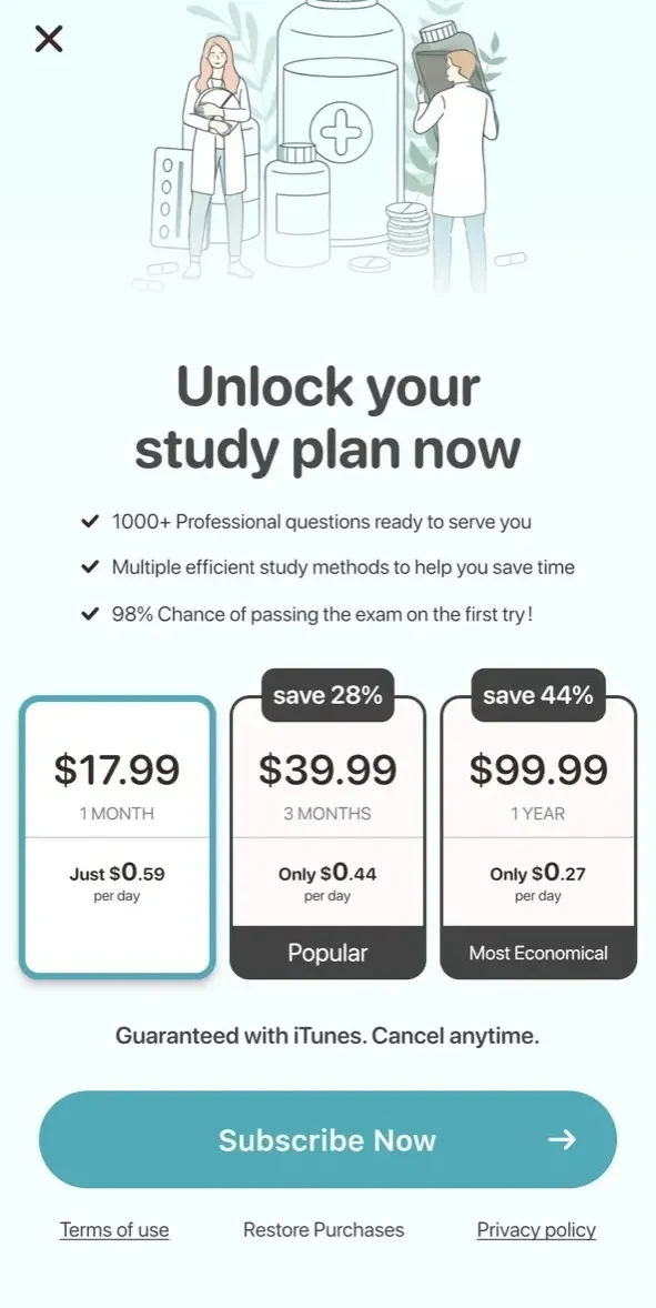 PTCB PTCE Exam Prep paywall screen