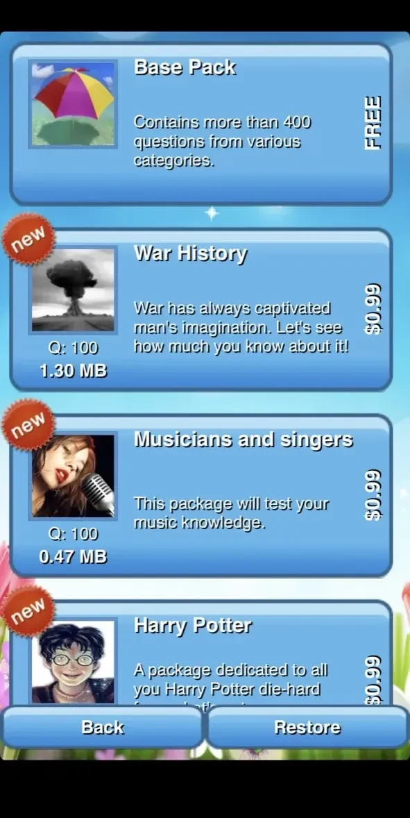 Pub Quiz paywall screen