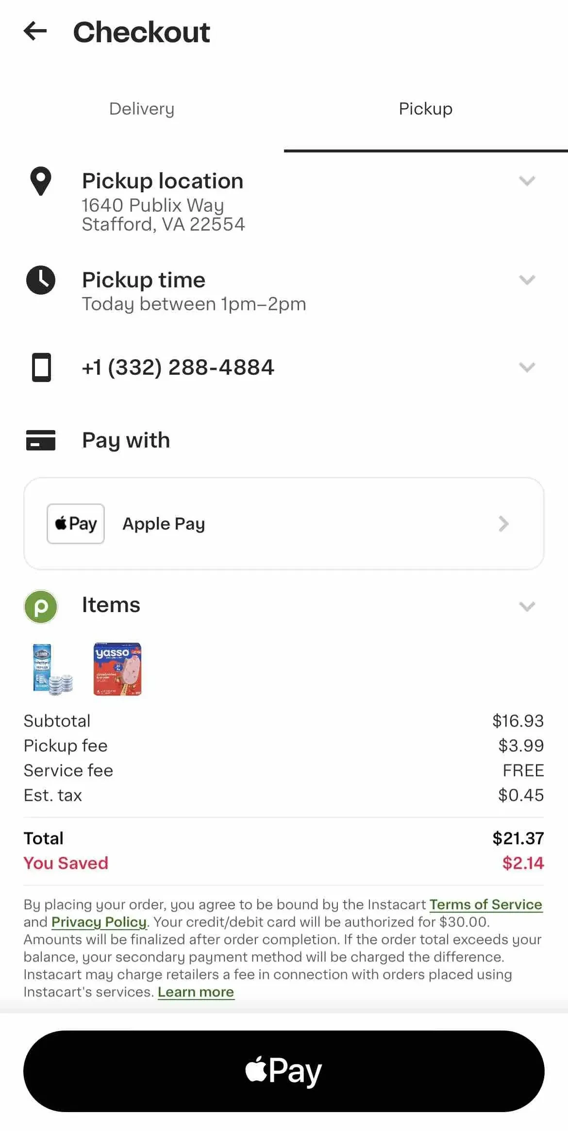 Publix Delivery paywall screen