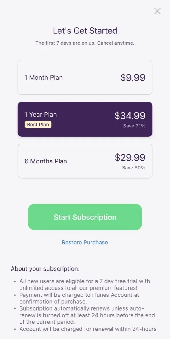 PureVPN paywall screen